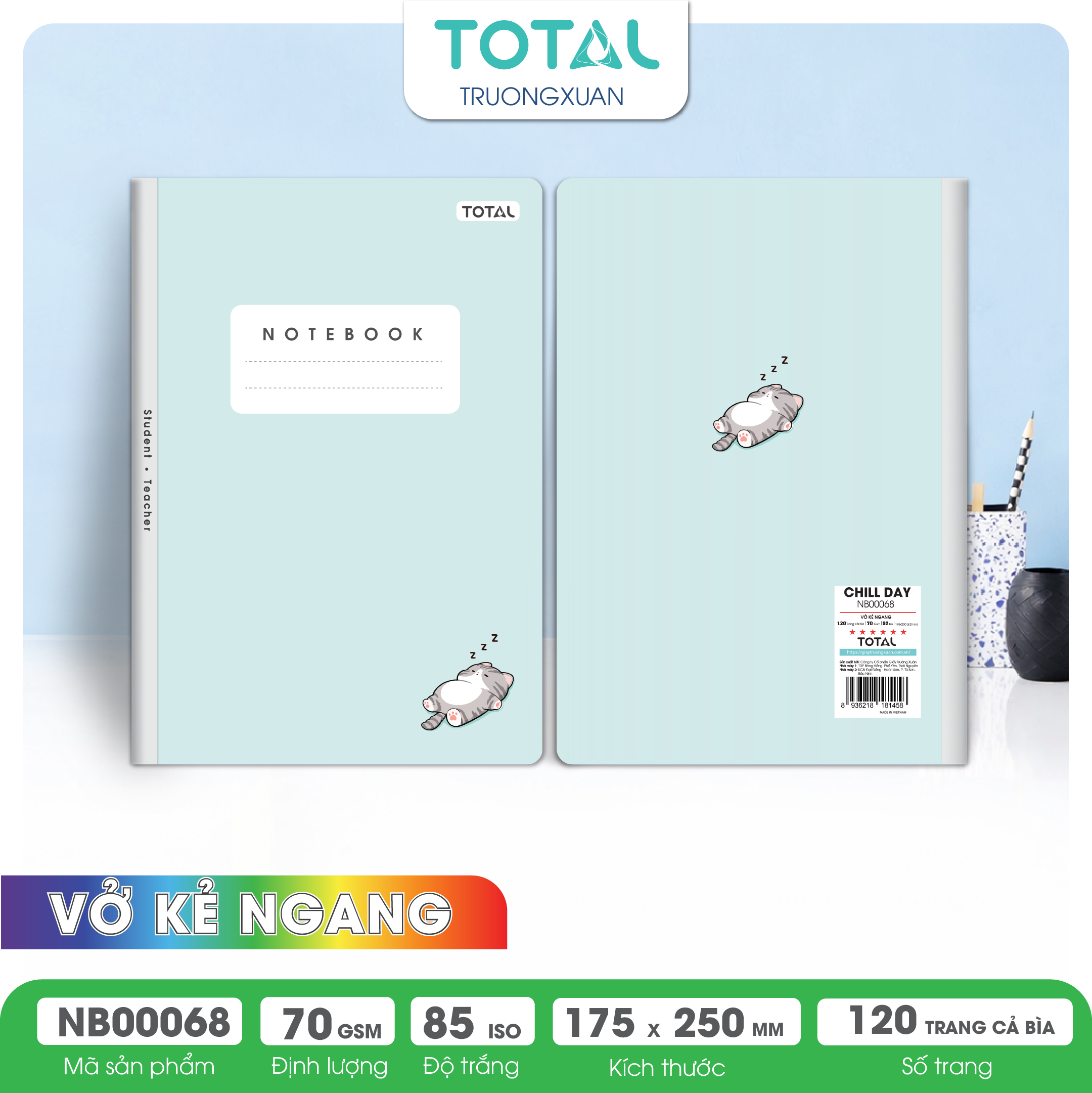 Vở kẻ ngang cao cấp Total Chill Day 120 trang