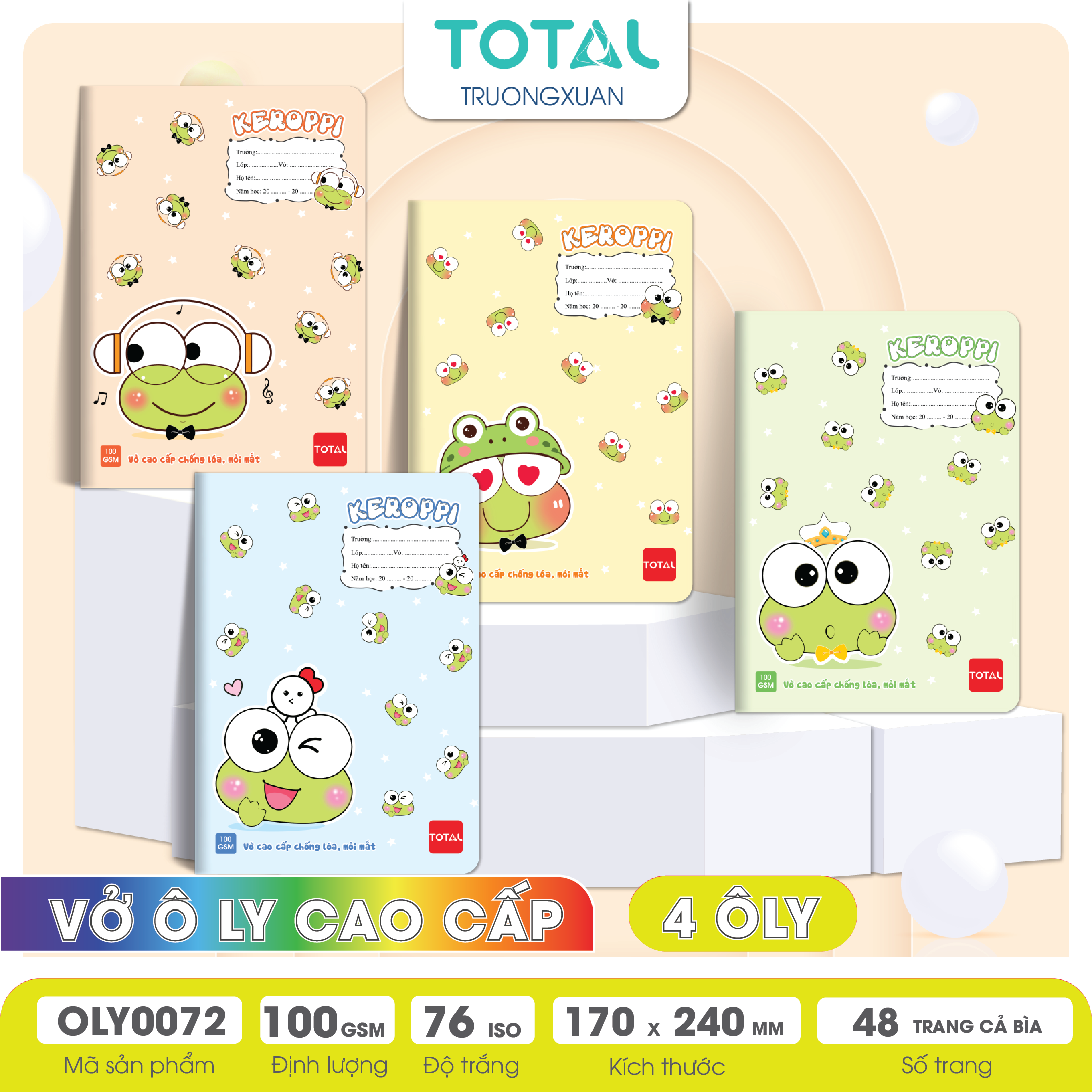 Tập vở oly chống lóa Total KEROPPI 48 trang 4 ôly