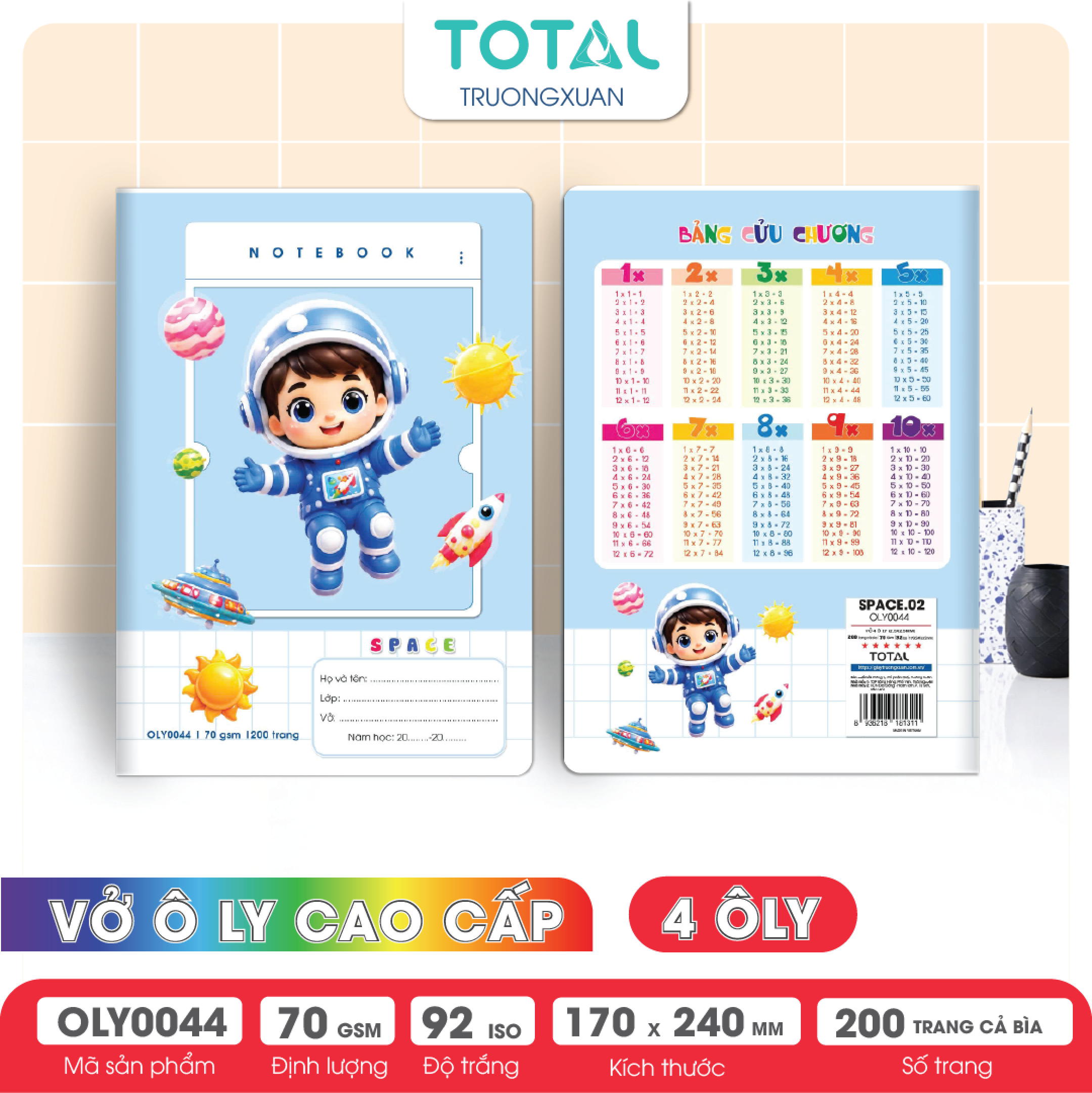 Vở oly Total Phi Hành Gia 200 trang 4 ôly