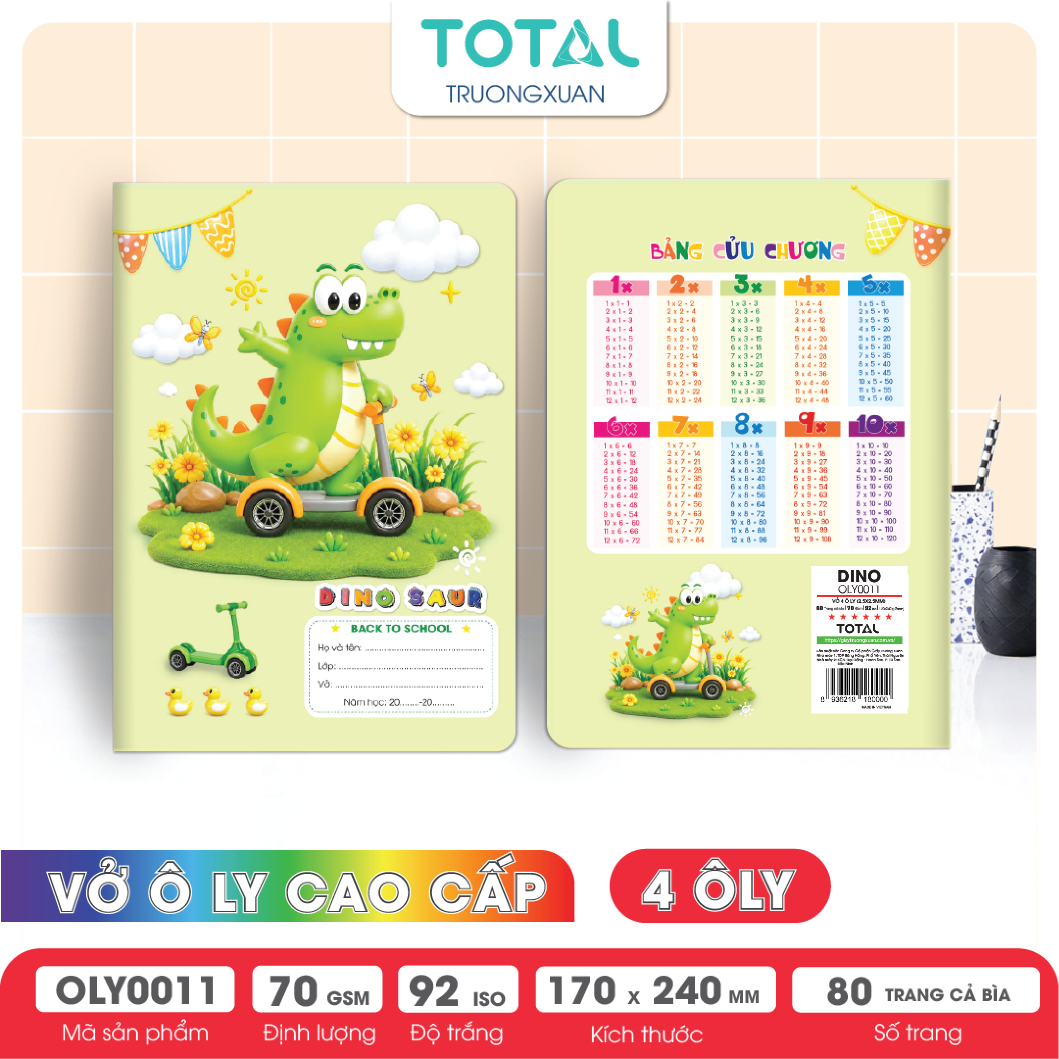 Vở oly Total Dino 80 trang 4 ôly