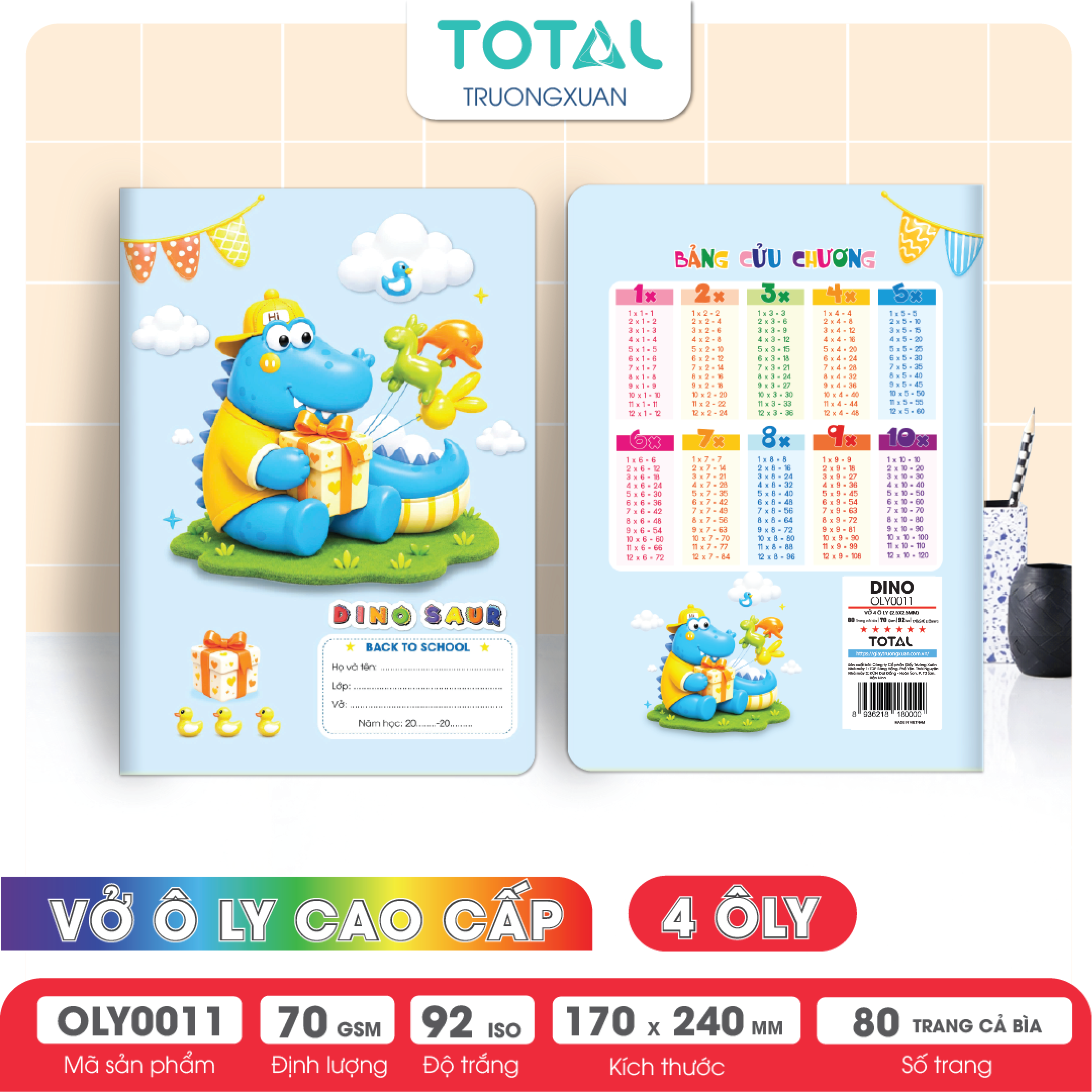 Vở oly Total Dino 80 trang 4 ôly