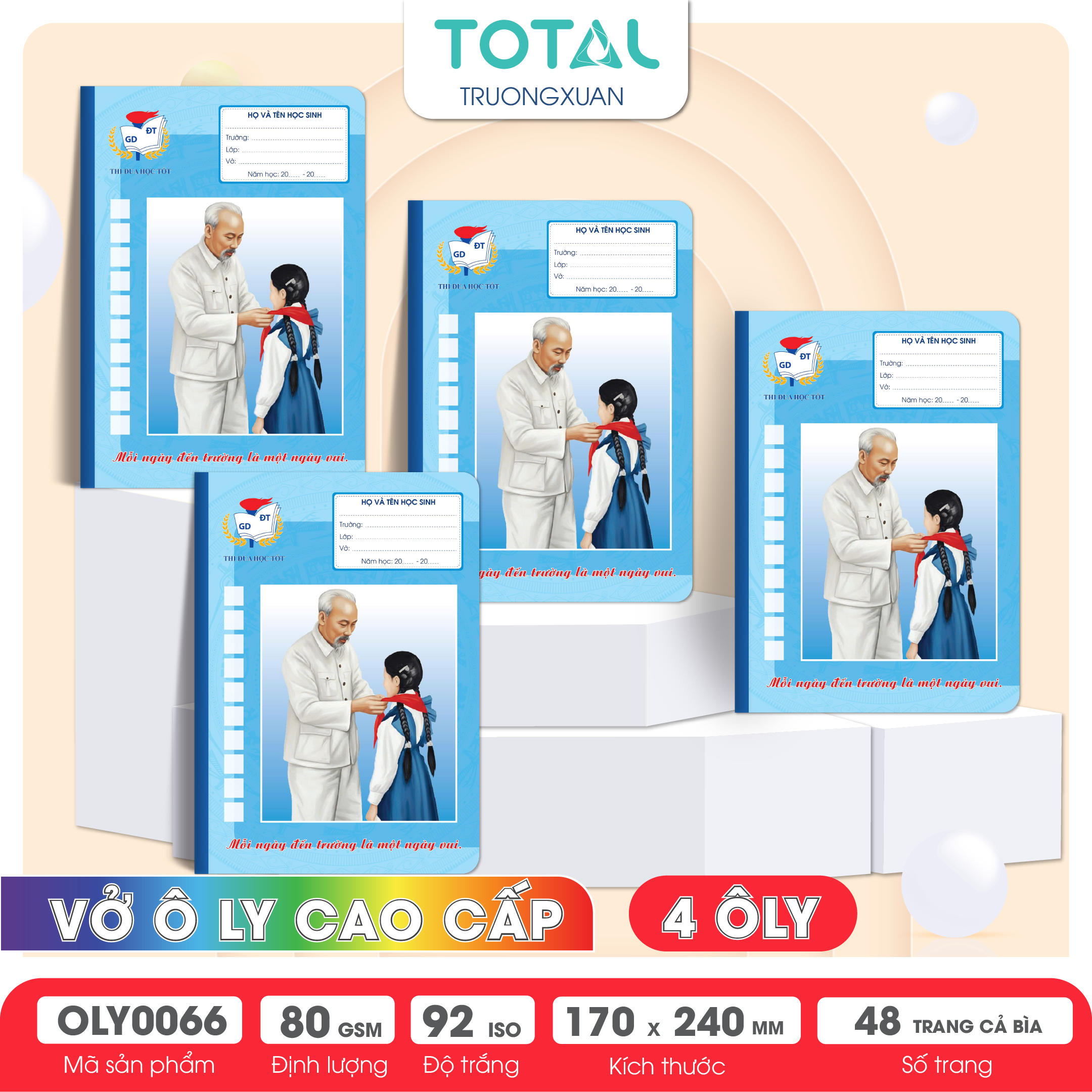 Vở oly Bác Hồ 48 trang 4 ôly ( nền xanh)