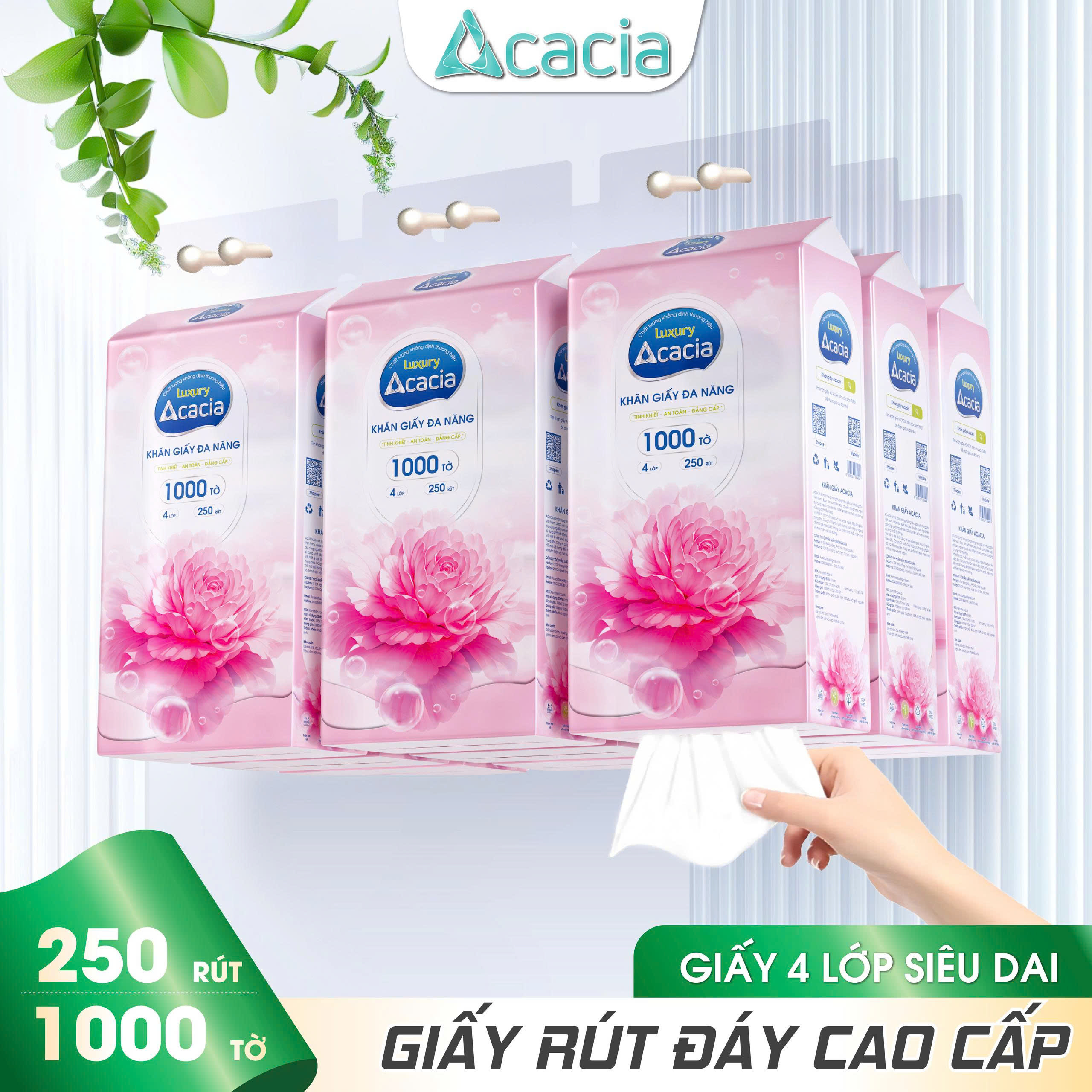 KHĂN RÚT ĐÁY CAO CẤP ACACIA 1000 tờ