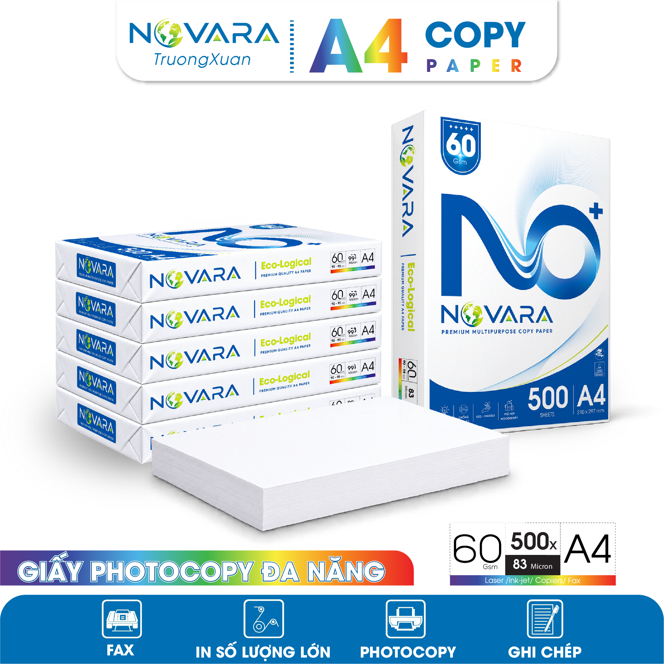 Giấy A4 NOVARA 60 gms màng co