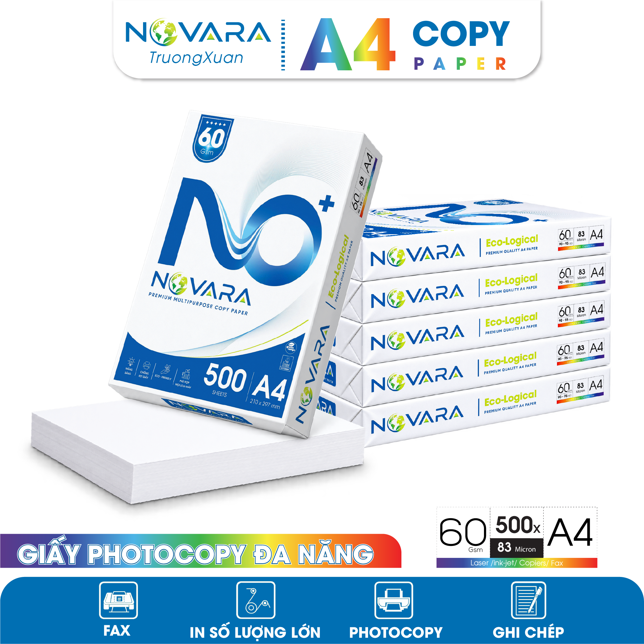 Giấy A4 NOVARA 60 gms màng co